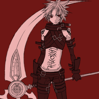 hack, haseo, .hack//, .hack//g.u., bandai, cyber connect 2, lowres, 00s, red eyes, scythe, white hair