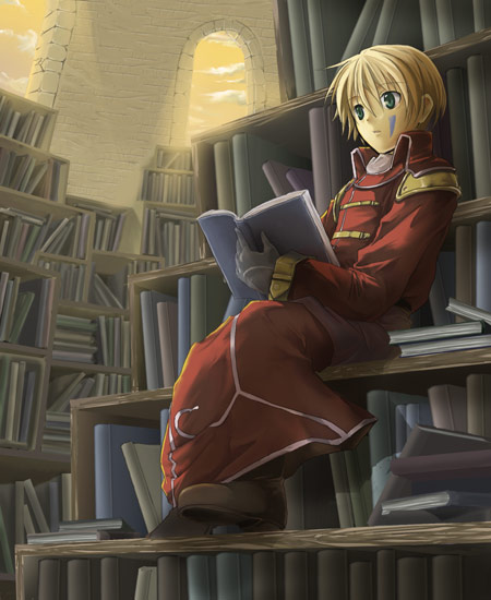 hack, reki (haibane renmei), .hack//, .hack//tasogare no udewa densetsu, bandai, cyber connect 2, 00s, blonde hair, book, green eyes, robe