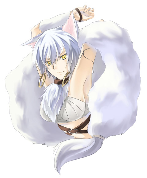 ohka, hack, ouka (.hack//), .hack//, .hack//tasogare no udewa densetsu, bandai, cyber connect 2, 00s, animal ears, breasts, white hair, wolf ears, yellow eyes