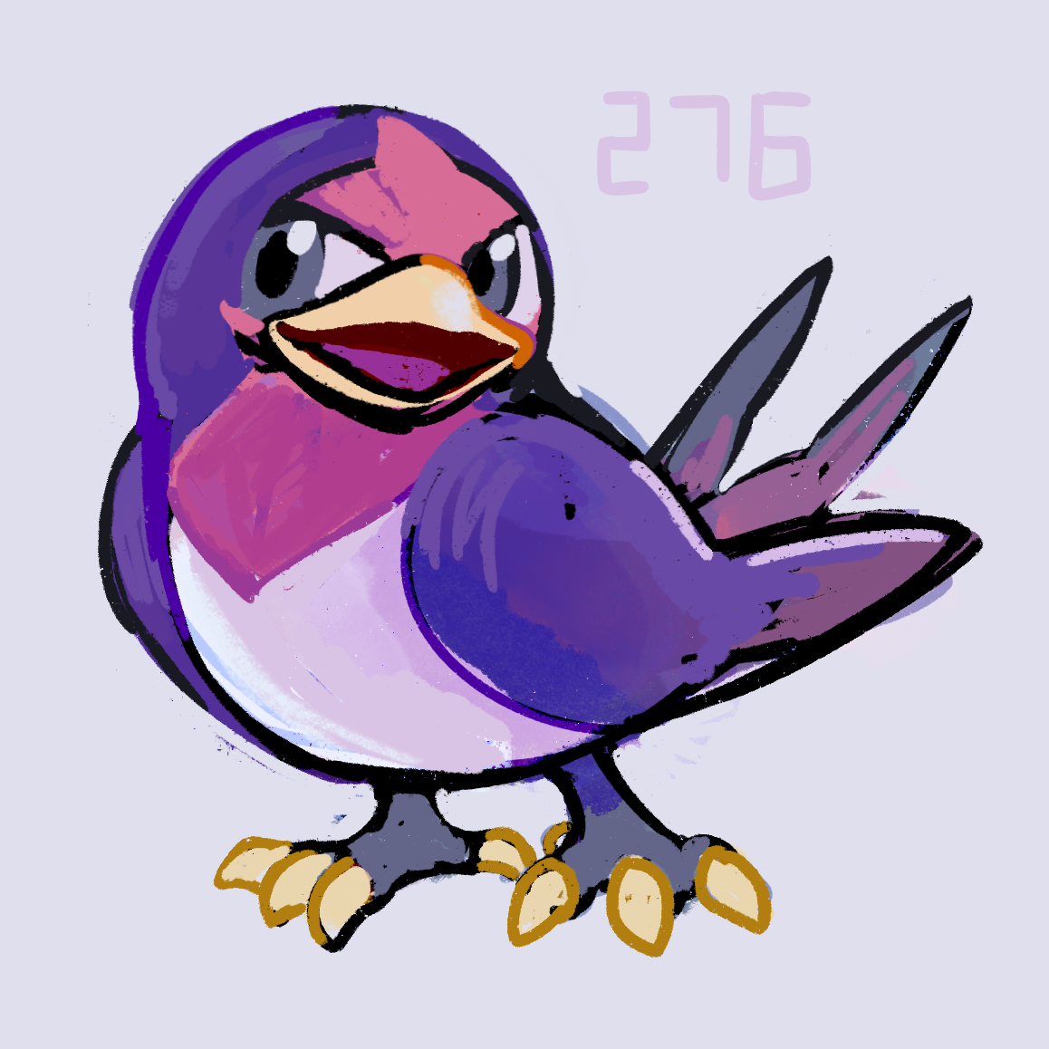 kurapixel, taillow, nintendo, pokemon, bird, gen 3 pokemon, grey background, no humans, numbered, open mouth, pokemon (creature), simple background, solo