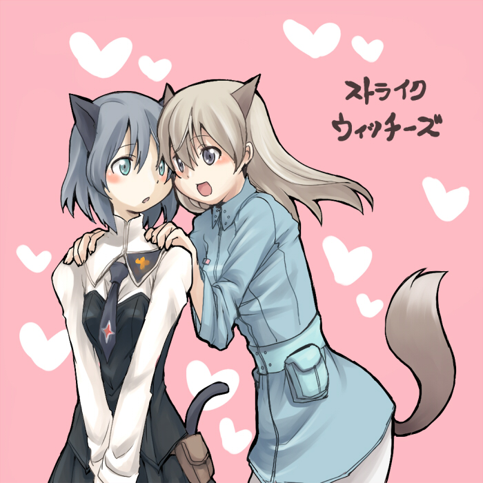 enari, eila ilmatar juutilainen, sanya v. litvyak, strike witches, world witches series, 00s, 2girls, animal ears, blush, multiple girls, pantyhose, white pantyhose