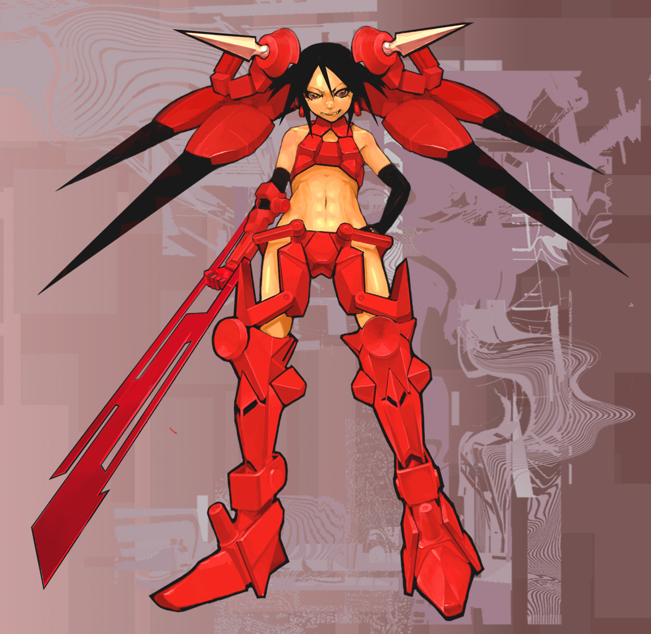 uturo, original, highres, tagme, abs, mecha musume, midriff, solo