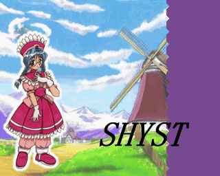 thyst corundum, puchi carat, taito, lowres, 1girl, cloud, glasses, hat, windmill
