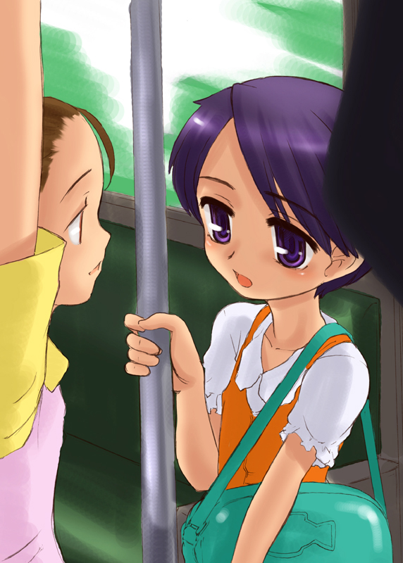 naoki (shibu asa ryo), tagme, 2girls, multiple girls, oekaki, purple eyes, purple hair, short hair