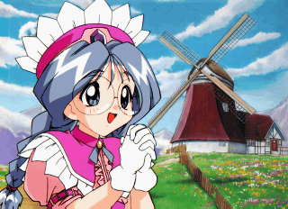 thyst corundum, puchi carat, taito, lowres, 1girl, glasses, gloves, hat, windmill