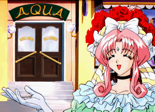 aqua (puchi carat), puchi carat, taito, lowres, 1girl, bow, closed eyes, flower, pink hair, rose