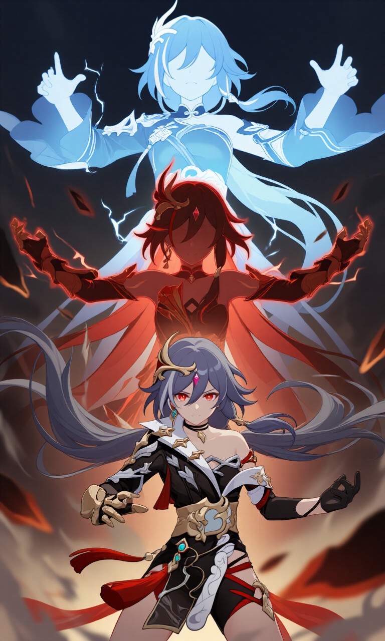 fu hua, herrscher of sentience, honkai (series), honkai impact 3rd, artist request, highres, tagme, 1girl, chinese clothes, ghost, gloves, hair ornament, japanese clothes, kimono, solo