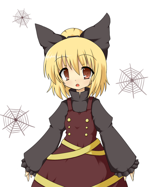 lilac (artist), lilac (p-f easy), rairakku, kurodani yamame, touhou, bad id, bad pixiv id, 1girl, female focus, silk, solo, spider web
