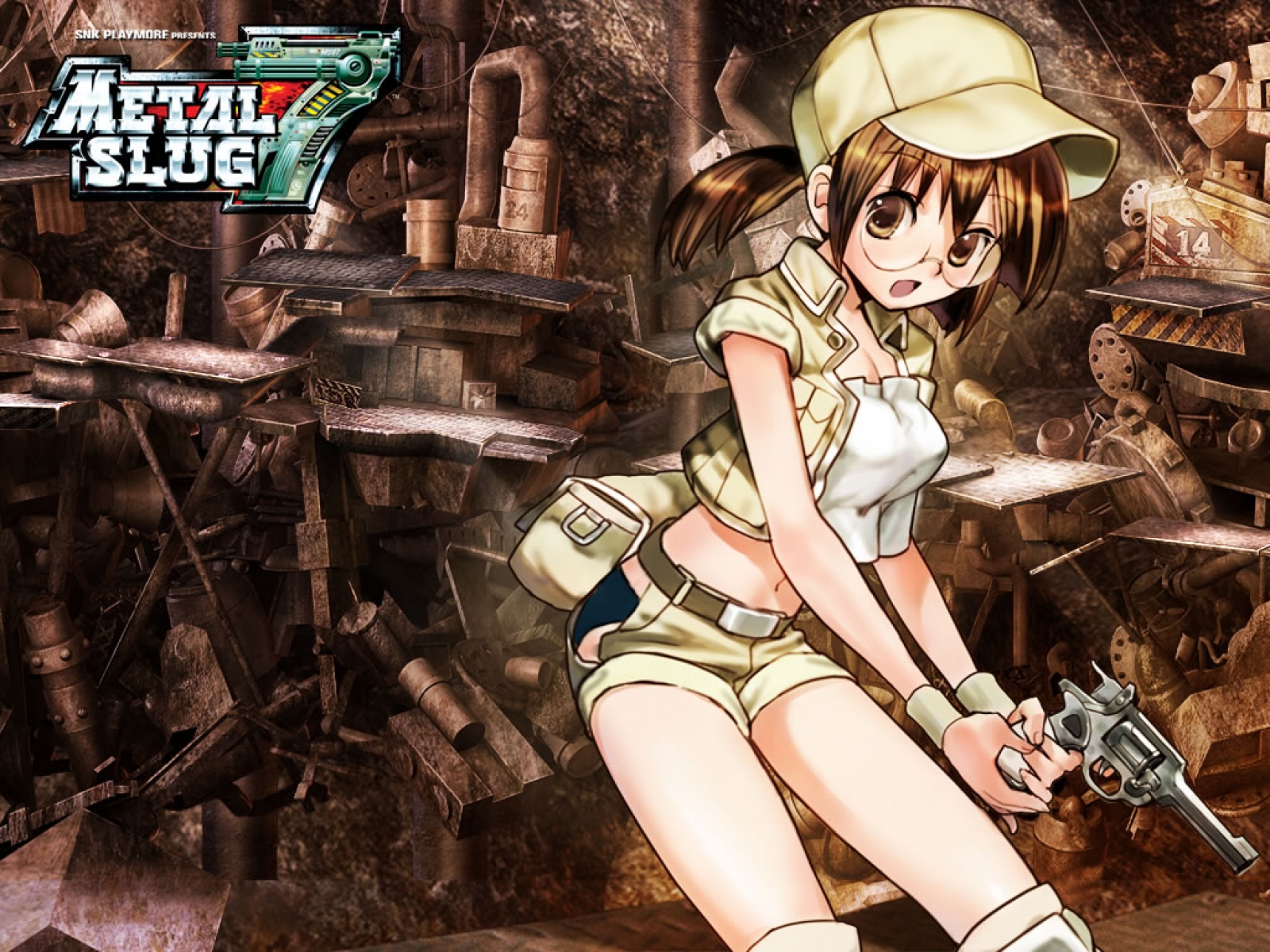 fio germi, metal slug, highres, tagme, glasses, gun, weapon