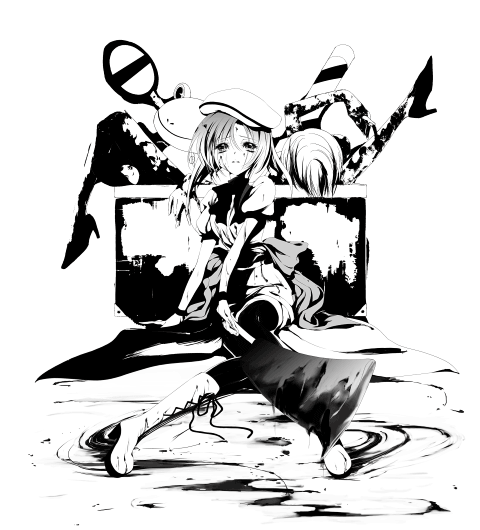 yoshii, ryuuguu rena, higurashi no naku koro ni, 00s, billhook, blood, death, dress, greyscale, guro, hashitsuki nata, hatchet, monochrome, nata (tool), solo