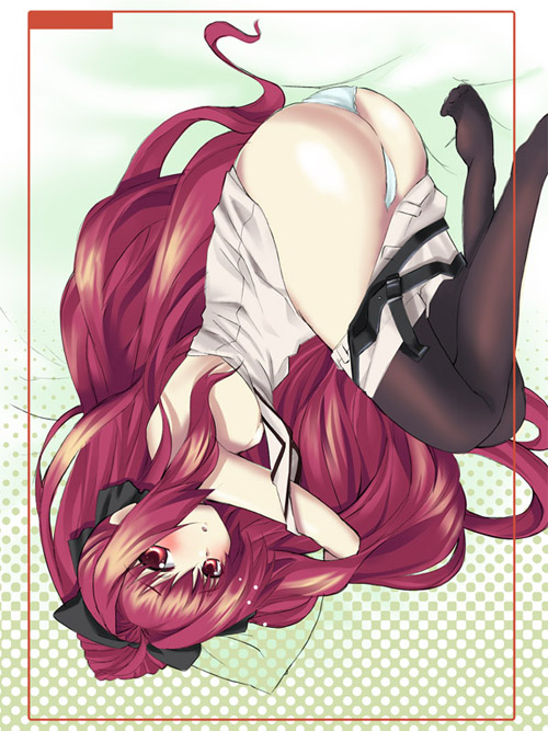 okiura, corticarte apa lagranges, shinkyoku soukai polyphonica, 00s, hair spread out, panties, solo, thighhighs, underwear