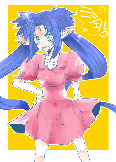 pokka, klan klein, macross, macross frontier, bad id, bad pixiv id, 00s, headband, long hair, pointy ears, solo, very long hair