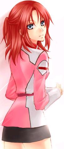 flay allster, gundam, gundam seed, lowres, 00s, blue eyes, military, military uniform, red hair, solo