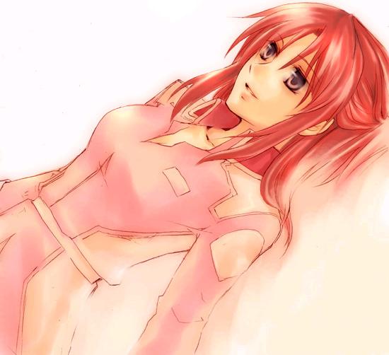 flay allster, gundam, gundam seed, 00s, military, military uniform, purple eyes, red hair, solo