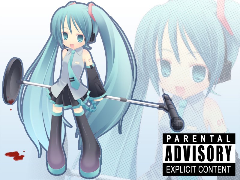 kurasawa kyoushou, hatsune miku, vocaloid, bad id, bad pixiv id, 1girl, aqua hair, blood, chibi, female focus, long hair, solo, thighhighs, twintails, very long hair