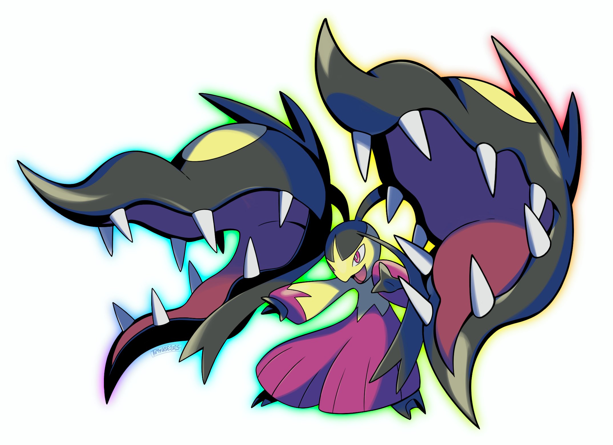 tomycase, mawile, mega mawile, nintendo, pokemon, highres, artist name, extra mouth, full body, gen 3 pokemon, mega pokemon, pokemon (creature), simple background, white background