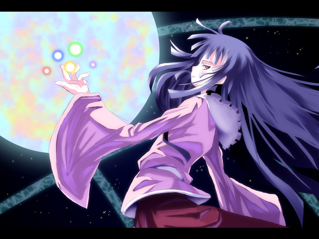 kasuga ayumu (artist), kasuga ayumu (haruhipo), houraisan kaguya, touhou, bad id, bad pixiv id, 1girl, black hair, female focus, letterboxed, long hair, solo