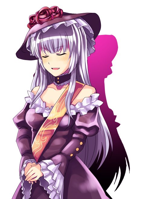 subaru (yachika), virgilia (umineko), umineko no naku koro ni, 00s, 1girl, closed eyes, female focus, sash, solo, white hair