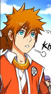 tales of demons and gods, male, happy, manga page, nie li, one boy, orange hair, shorts