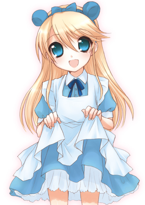 usashiro mani, alice (alice in wonderland), kuma (persona 4), alice's adventures in wonderland, atlus, persona, persona 4, bad id, bad pixiv id, 1boy, aged down, alice (alice in wonderland) (cosplay), child, cosplay, male focus, solo, trap