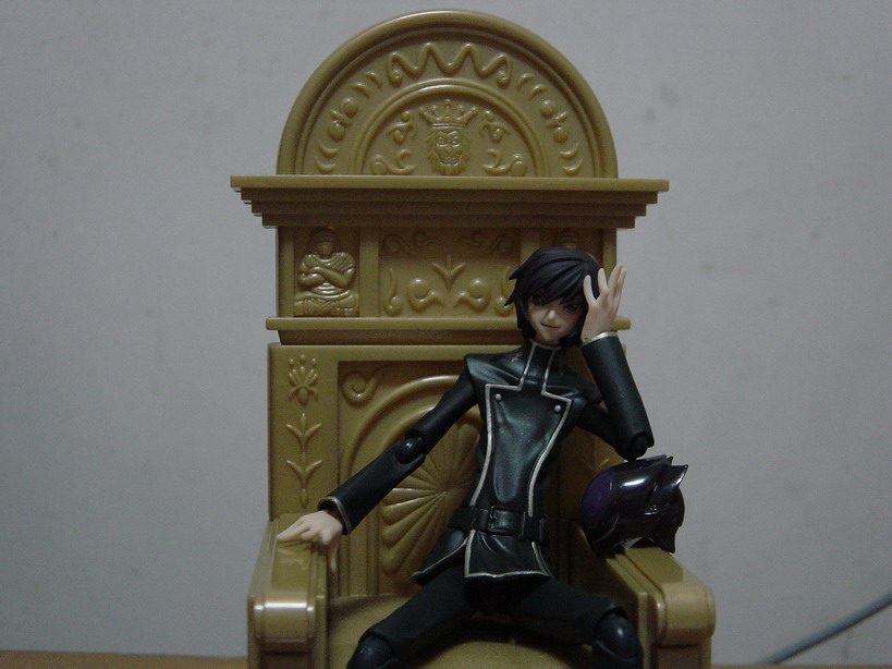 lelouch vi britannia, code geass, figma, photo (medium), 00s, figure, male focus, school uniform, serafuku, solo, throne