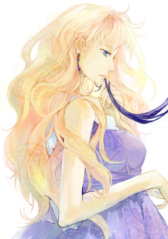 mooche, sheryl nome, macross, macross frontier, 00s, blonde hair, blue eyes, long hair, profile, solo