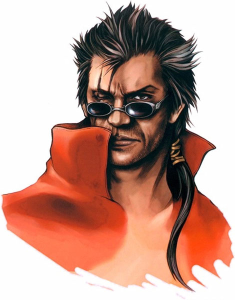 nomura tetsuya, auron, final fantasy, final fantasy x, official art, 00s, 1boy, male focus, scar, scar across eye, scar on face, solo, sunglasses, white background