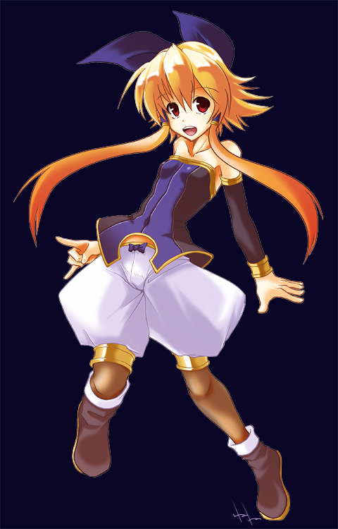 akiyama nenehisa, nene (pixiv), meryl star, shinrabanshou, bare shoulders, blonde hair, long hair, ribbon, solo