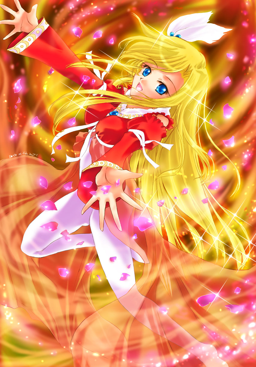 nyanmilla, layla hamilton, kaleido star, highres, 00s, blonde hair, blue eyes, long hair, solo