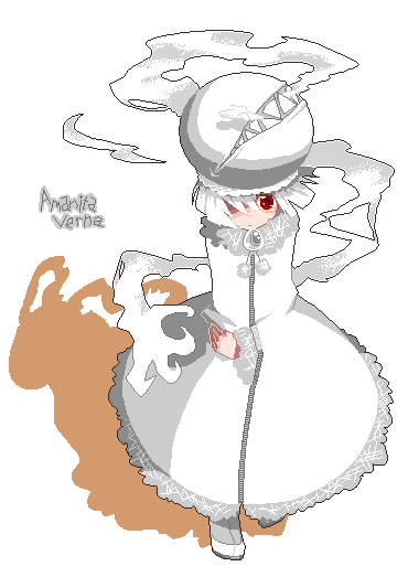 oso (toolate), amanita verna, original, oso-teki kinoko gijinka zukan, 1girl, albino, boots, coat, female focus, full body, hat, mushroom, personification, pixel art, red eyes, short hair, solo, transparent background, white hair