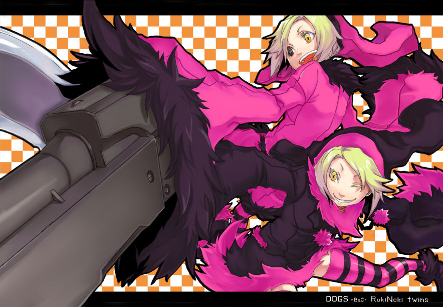 ryu-, ryu (gojitann), luki, noki, dogs: bullets & carnage, short hair, socks, weapon