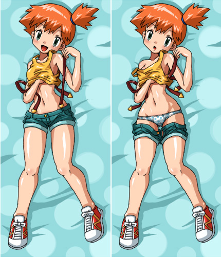hun (uyonis), misty (pokemon), nintendo, pokemon, lowres, 1girl, green eyes, knees together feet apart, orange hair, panties, suspenders, underwear
