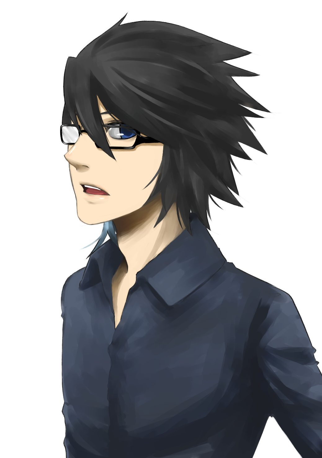 sasakure, kamen rider den-o, urataros, uratarosu, kamen rider, kamen rider den-o (series), bad id, bad pixiv id, highres, 1boy, black-framed eyewear, black hair, blue eyes, glasses, male focus, short hair, solo