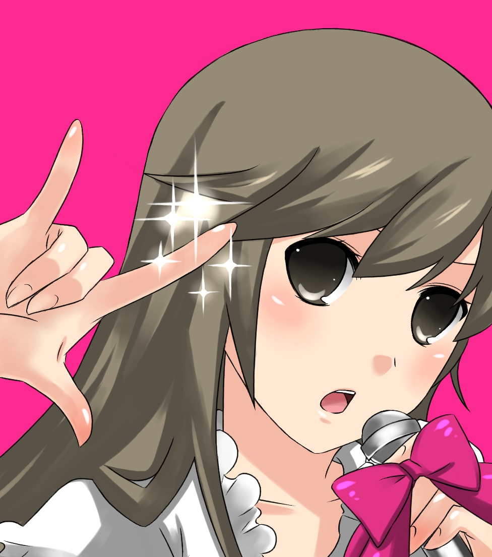 sasakure, hana (kamen rider den-o), kamen rider den-o, kamen rider, kamen rider den-o (series), macross, macross frontier, bad id, bad pixiv id, 1girl, blush, female focus, m/, microphone, parody, seikan hikou, solo