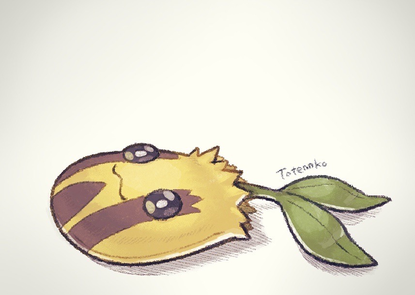totennko, sunkern, nintendo, pokemon, artist name, gen 2 pokemon, no humans, open mouth, pokemon (creature), solo, white background