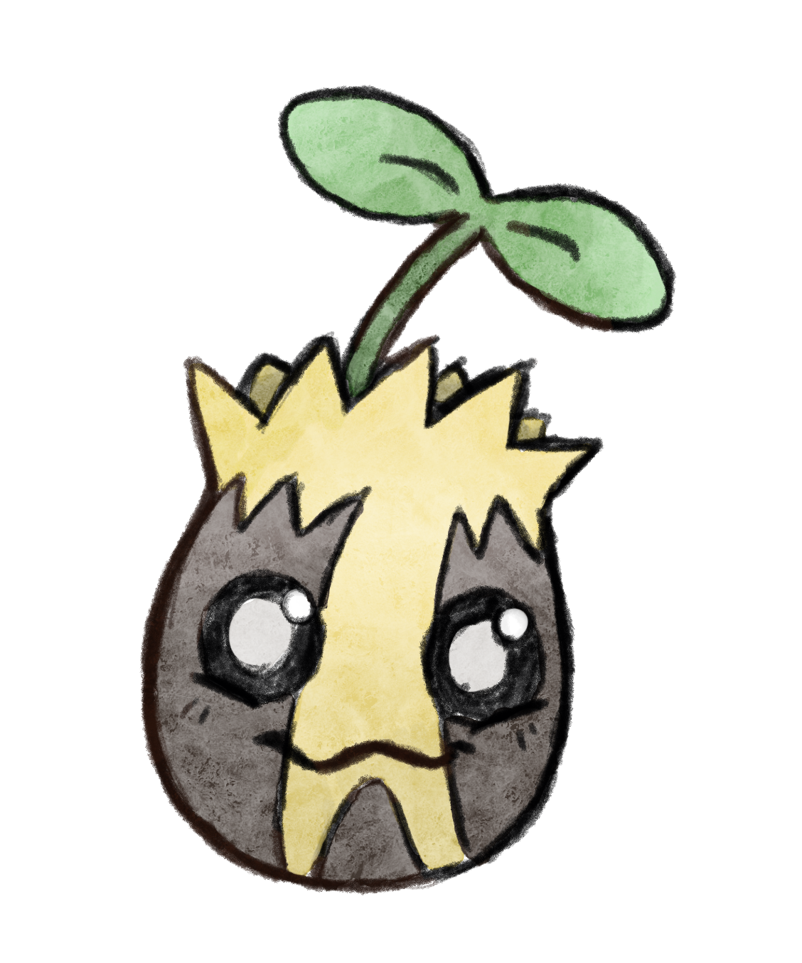 sunkern, nintendo, pokemon, highres, cocokoalatea, gen 2 pokemon, looking at viewer, no humans, pokemon (creature), simple background, solo, white background