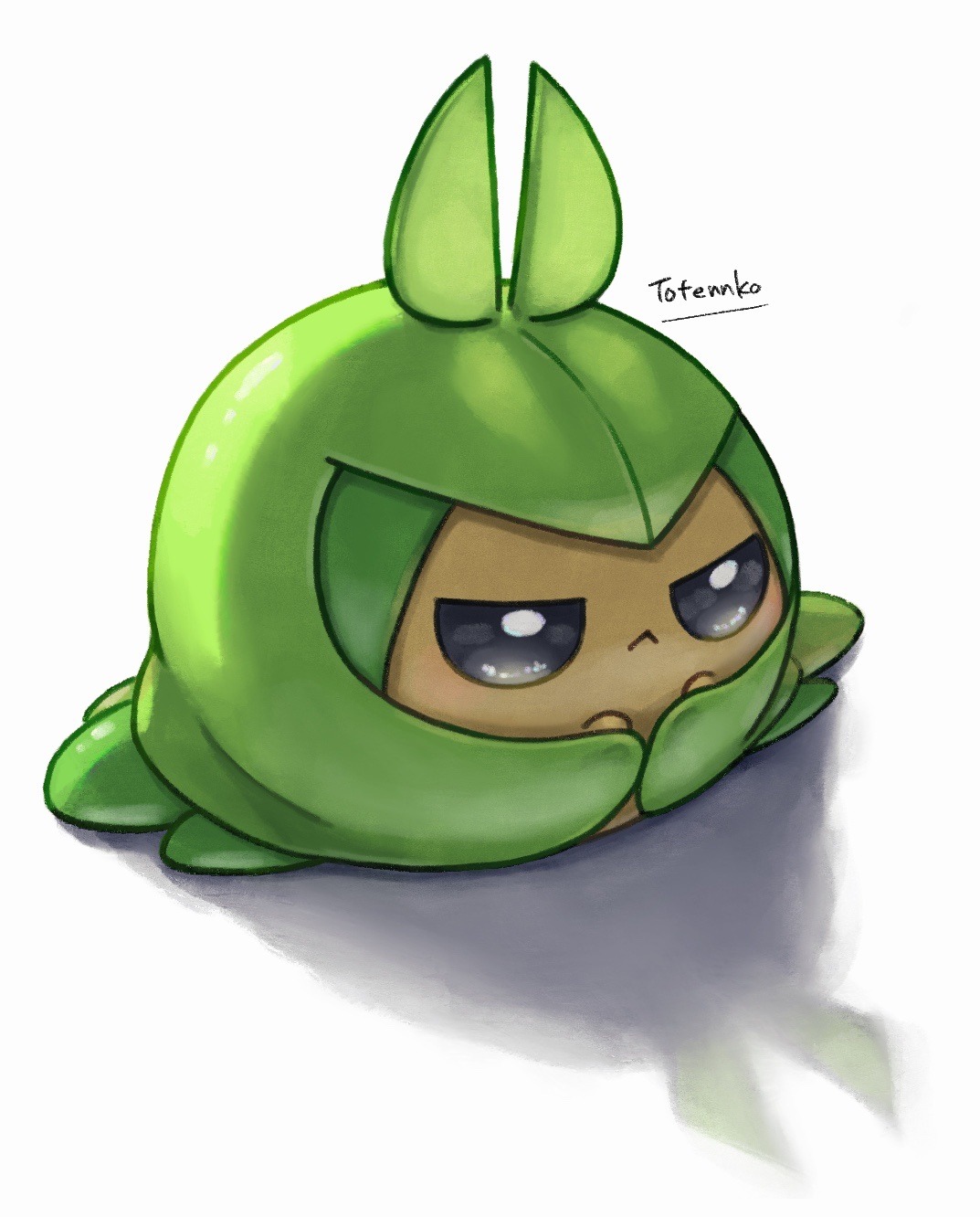 totennko, swadloon, nintendo, pokemon, highres, artist name, gen 5 pokemon, no humans, pokemon (creature), reflection, signature, simple background, solo, white background