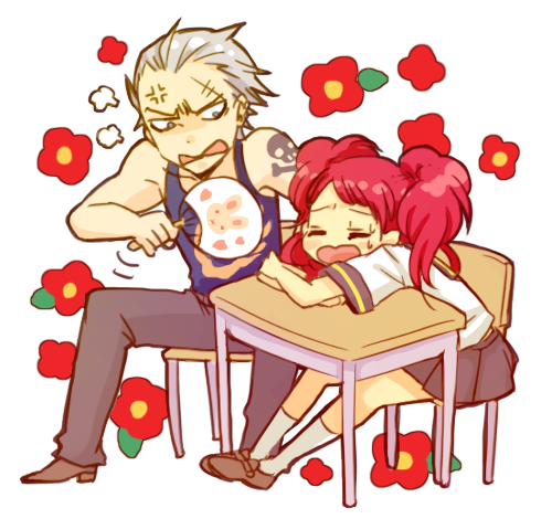 pinkmm, kujikawa rise, tatsumi kanji, atlus, persona, persona 4, lowres, 1boy, 1girl, desk, hand fan, paper fan, pink hair, socks, twintails, uchiwa