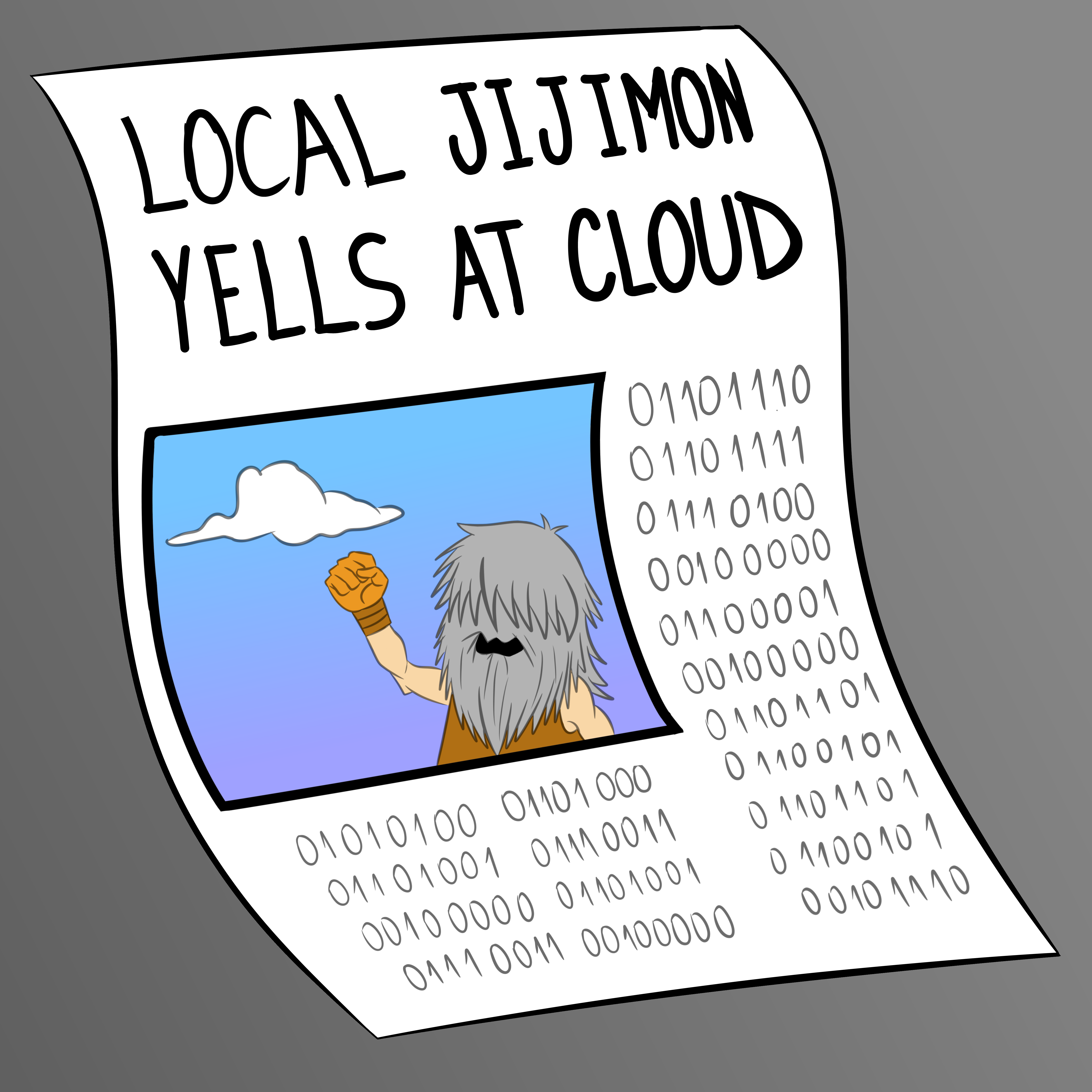 jijimon, digimon, the simpsons, beard, binary, cloud, digimon (creature), english text, facial hair, havok (pixiv user 10107027), meme, old, old man, white hair