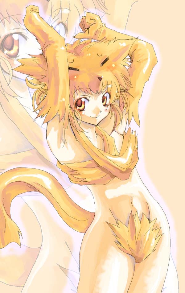 kabocha, kabocha (monkey4), moonlight flower, ragnarok online, 1girl, animal ears, female focus, female pubic hair, flat chest, fox ears, halterneck, pubic hair, solo, zoom layer