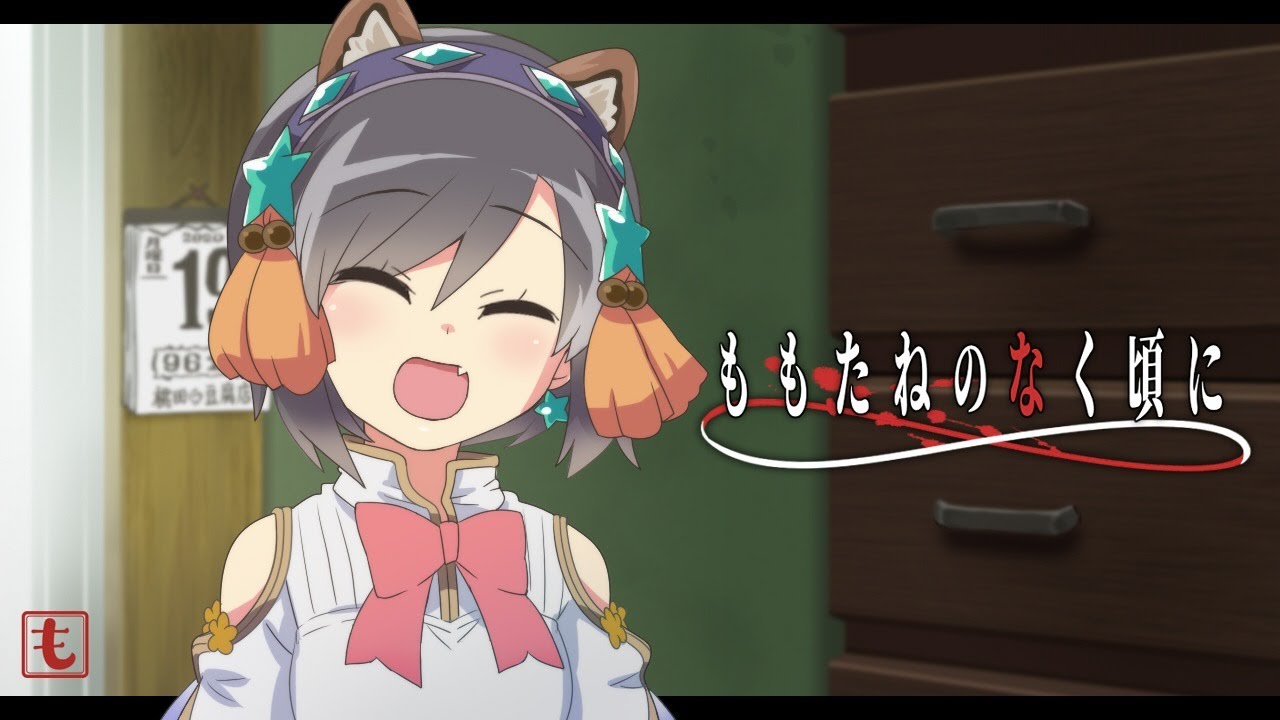 wazawogi (wzog), sangokushi taisen, non-web source, 1girl, :d, ^ ^, animal ears, anime coloring, black hair, blush, bob cut, bow, bowtie, breasts, calendar (object), chinese clothes, closed eyes, closed mouth, clothing cutout, curtains, dress, fang, hair between eyes, hairband, hanfu, indoors, logo, looking at viewer, open mouth, purple hairband, raccoon ears, red bow, ryuki (sangokushi taisen), short hair, shoulder blush, shoulder cutout, sidelocks, skin fang, small breasts, smile, solo, standing, tsurime, upper body, window