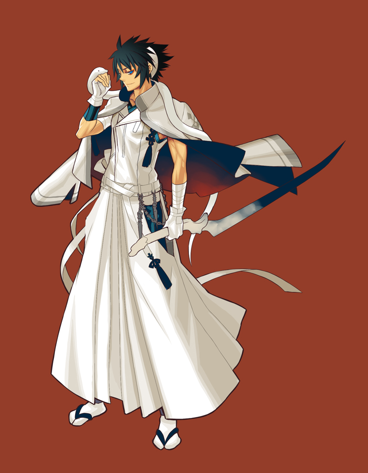 bunta, hakama, hakama skirt, japanese clothes, male focus, samurai, skirt, snake, sword, weapon