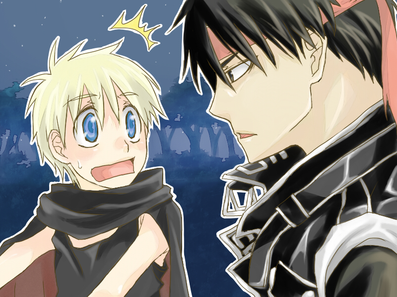 kittaka kaname, majic lin, orphen, majutsushi orphen, bad id, 2boys, blonde hair, blue eyes, headband, multiple boys, open mouth