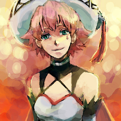 shino (.hack//), shino (.hack//g.u.), .hack//, .hack//g.u., .hack//games, .hack//roots, bandai, cyber connect 2, lowres, 00s, 1girl, aqua eyes, bare shoulders, elbow gloves, facial tattoo, female focus, gloves, green eyes, hat, pink hair, short hair, solo, tattoo, upper body