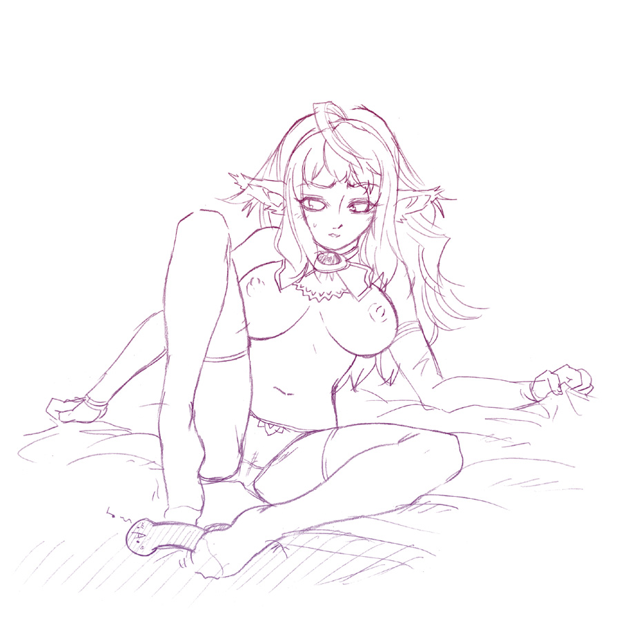 tsuutenkaaku, 1girl, animal ears, breasts, elbow gloves, feet, footjob, footjob with legwear, gloves, large breasts, monochrome, nipples, no bra, panties, penis, solo focus, thighhighs, topless female, underwear