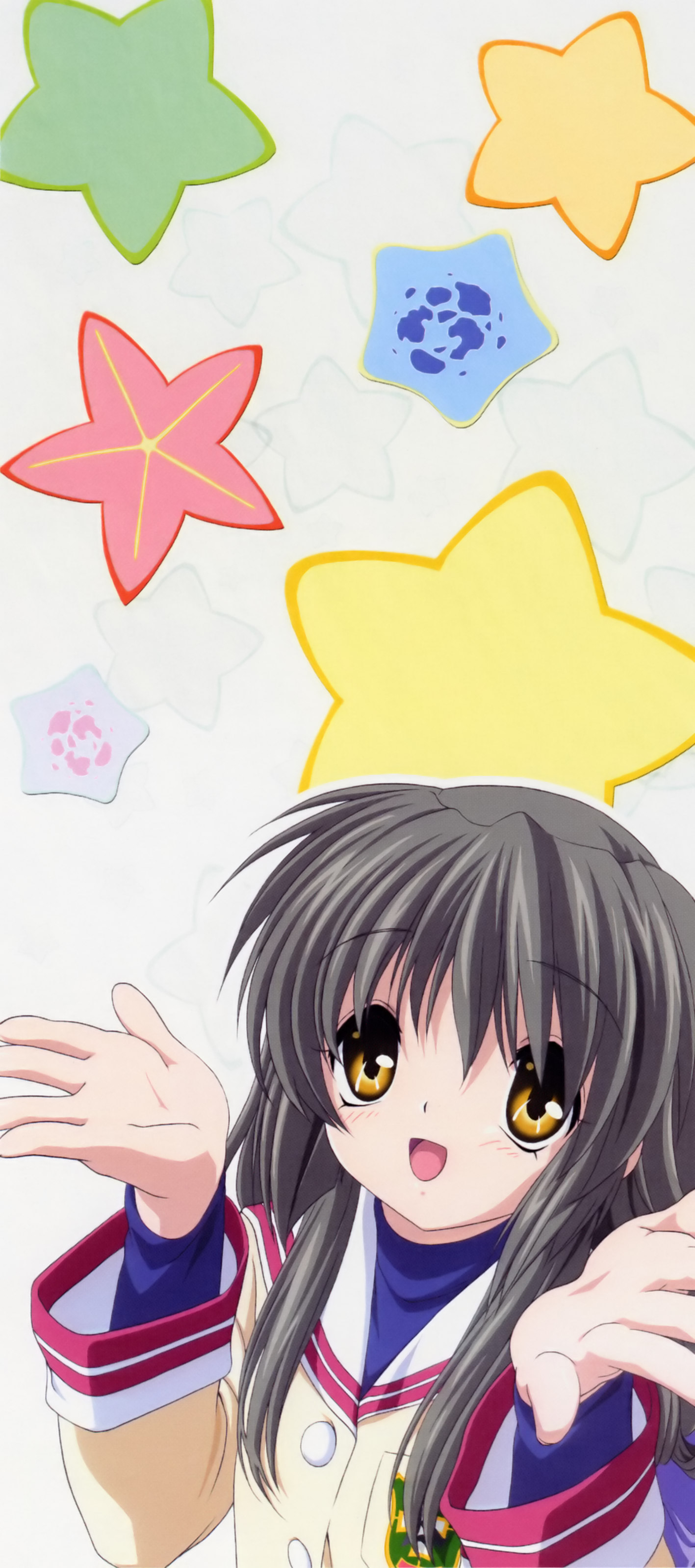 ibuki fuuko, clannad, absurdres, highres, official art, scan, 00s, school uniform, serafuku, starfish