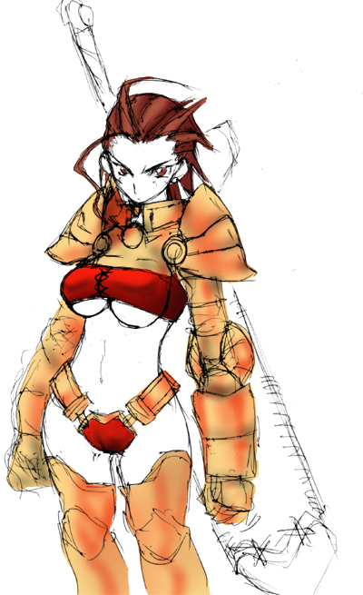 drawfag, delita heiral, final fantasy, final fantasy tactics, 1girl, breasts, female focus, genderswap, genderswap (mtf), large breasts, solo, underboob
