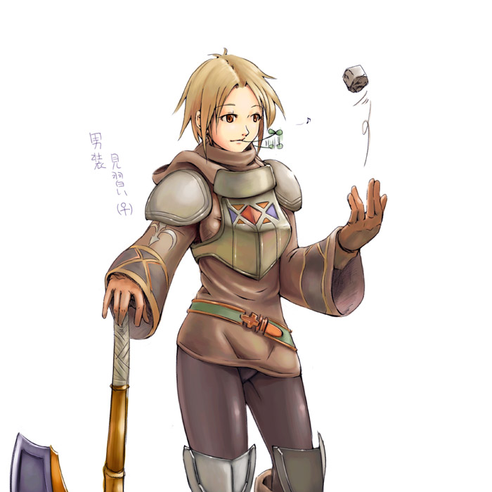 squire (fft), warrior (final fantasy), final fantasy, final fantasy tactics, 1girl, axe, female focus, solo, warrior, weapon
