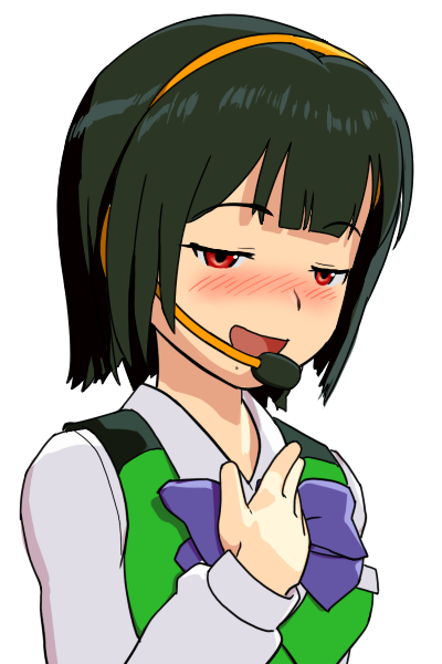 otonashi kotori, idolmaster, idolmaster (classic), idolmaster 1, non-web source, 00s, 1girl, blush, female focus, green hair, headset, mole, mole under mouth, red eyes, short hair, solo