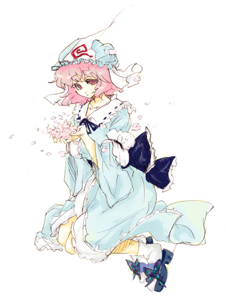 shikai (iesiki 56), saigyouji yuyuko, touhou, 1girl, female focus, full body, hat, shikai, solo